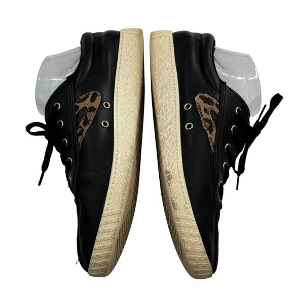 Tretorn Black Leather Nylite 25 Plus Cheetah Print Sneakers - Picture 7 of 11